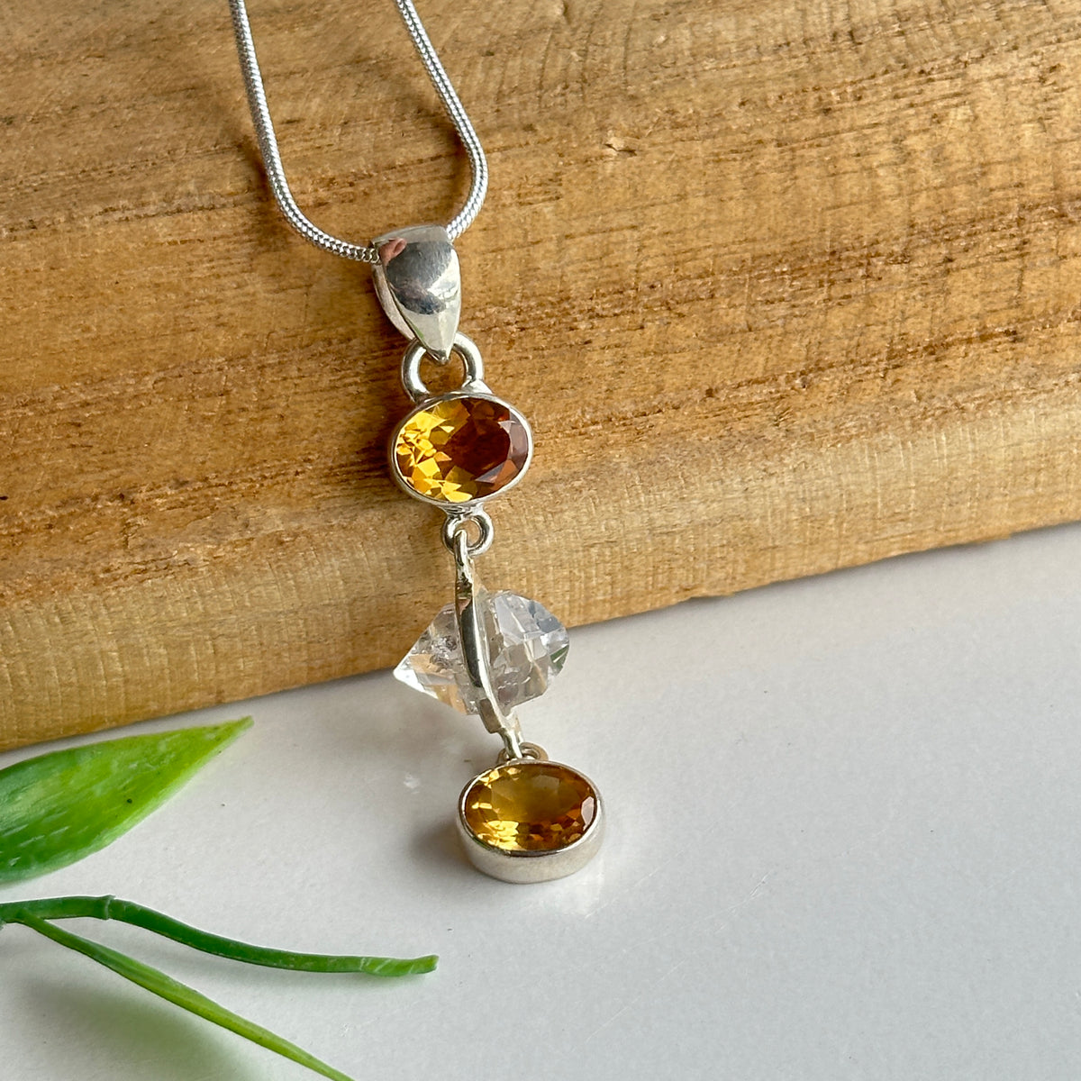 Herkimer Diamond Citrine Pendant