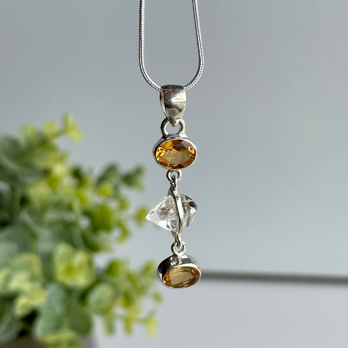 Herkimer Diamond Citrine Pendant