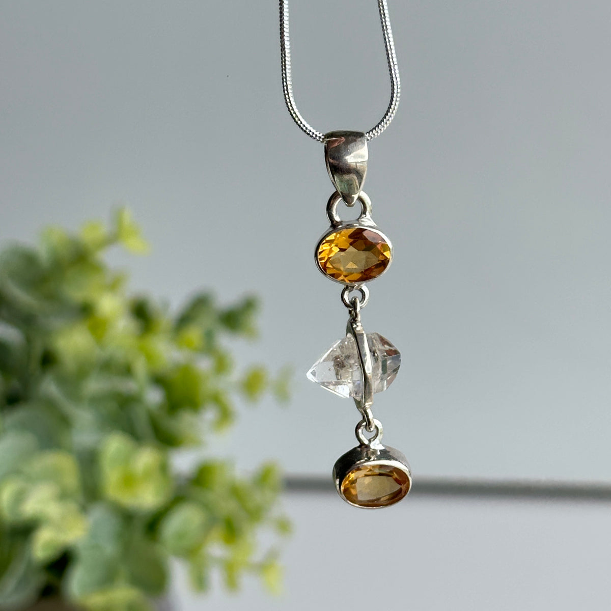 Herkimer Diamond Citrine Pendant