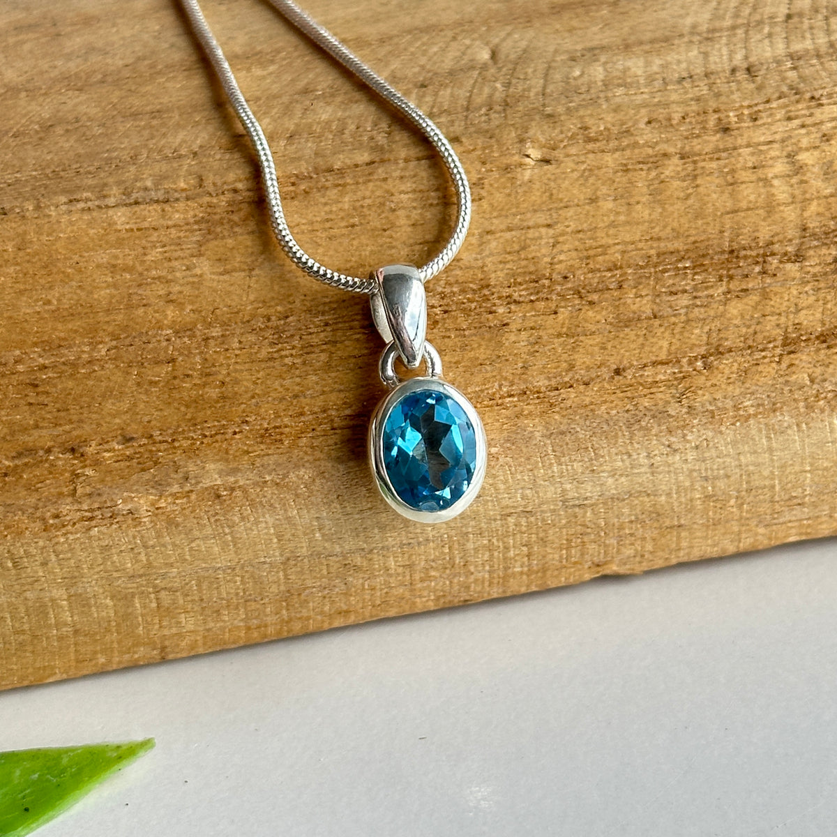 Blue Topaz Oval Pendant