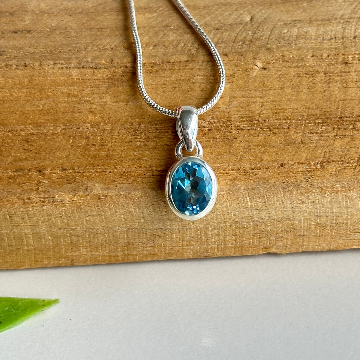 Blue Topaz Oval Pendant