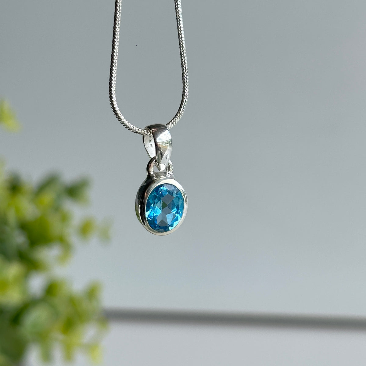 Blue Topaz Oval Pendant