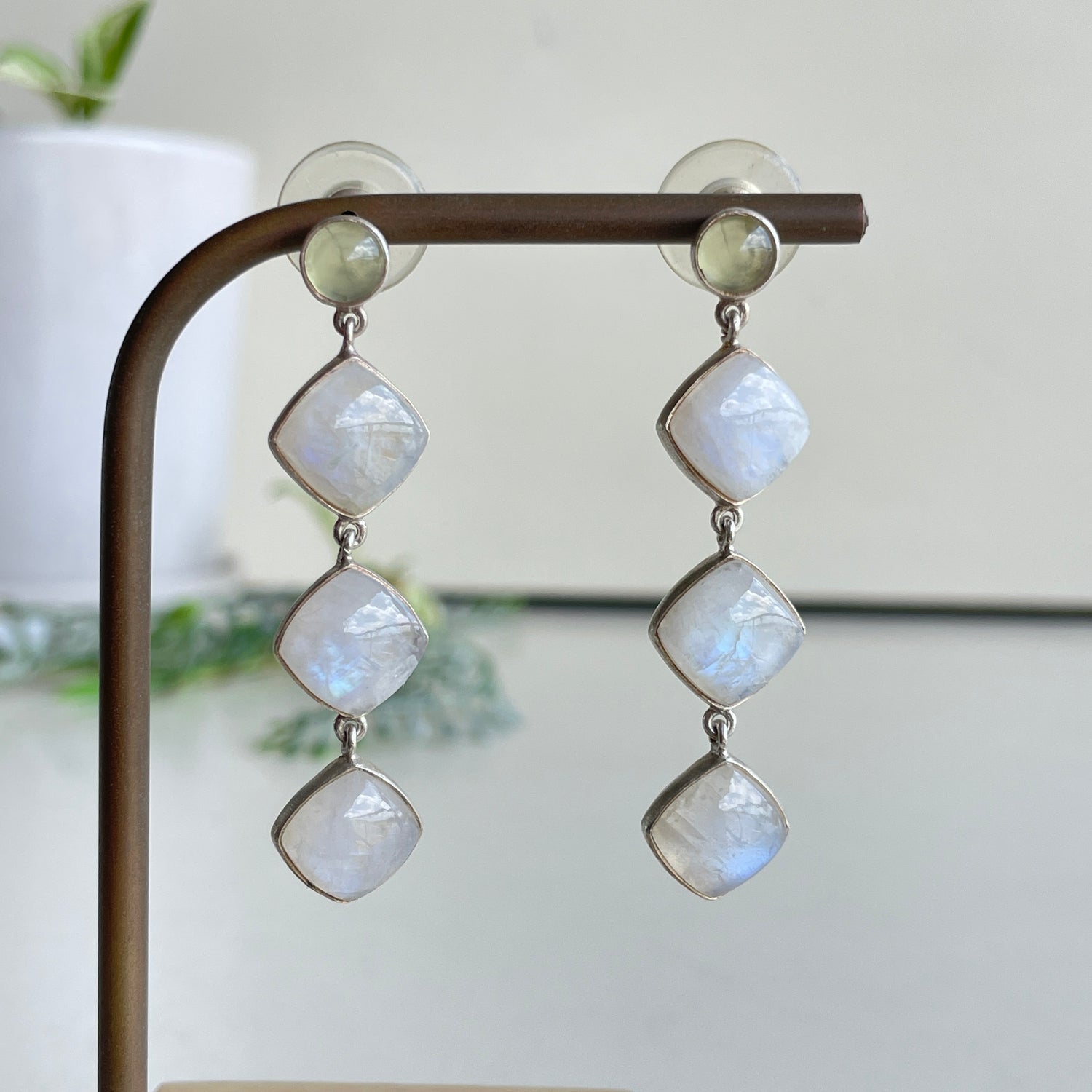 Moonstone Triple Stud Earrings