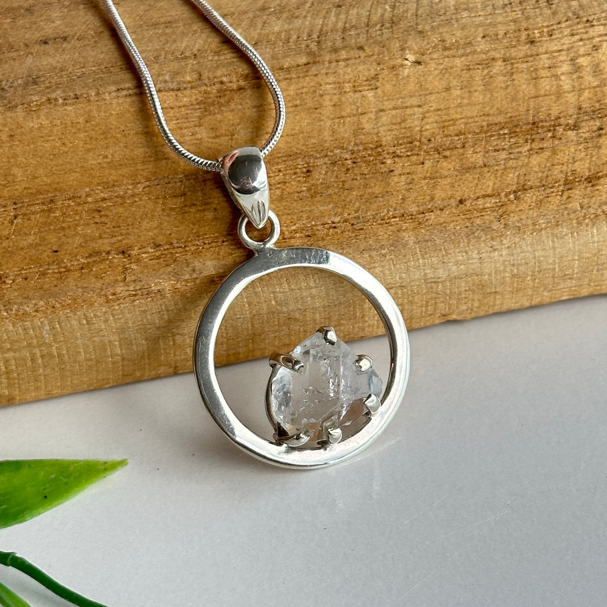 Herkimer Diamond Round Pendant