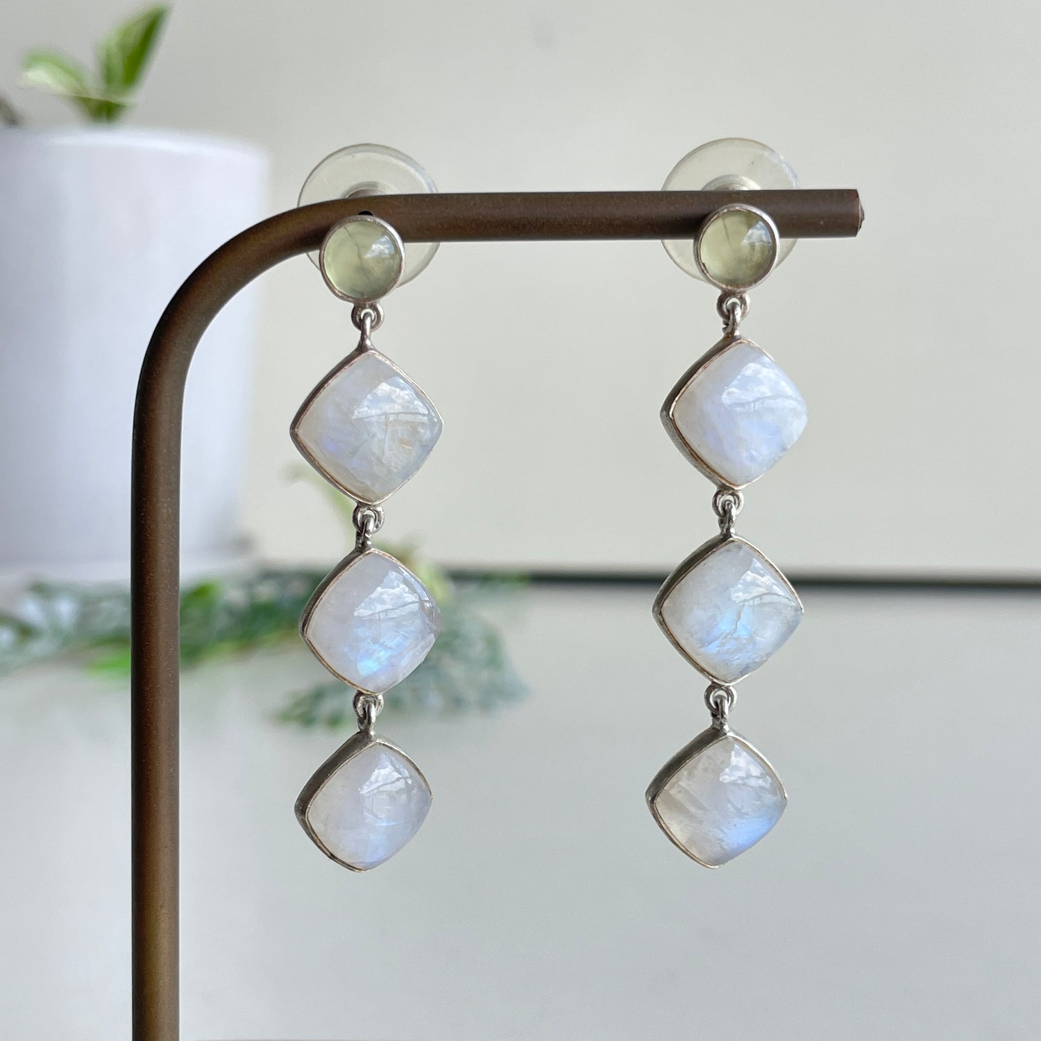 Moonstone Triple Stud Earrings
