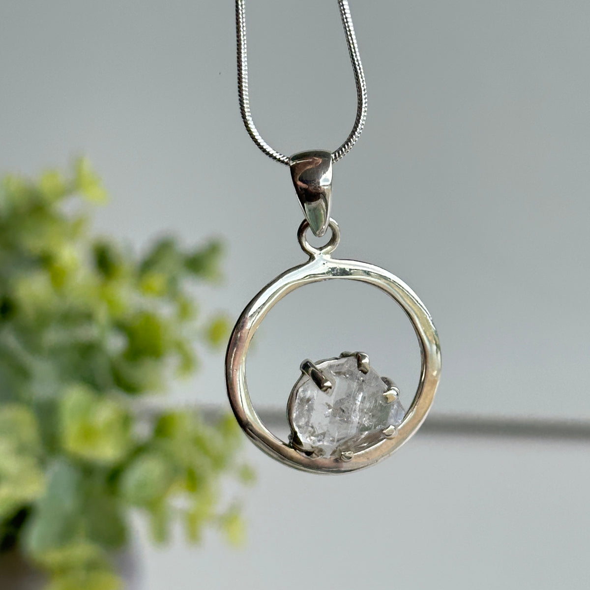 Herkimer Diamond Round Pendant