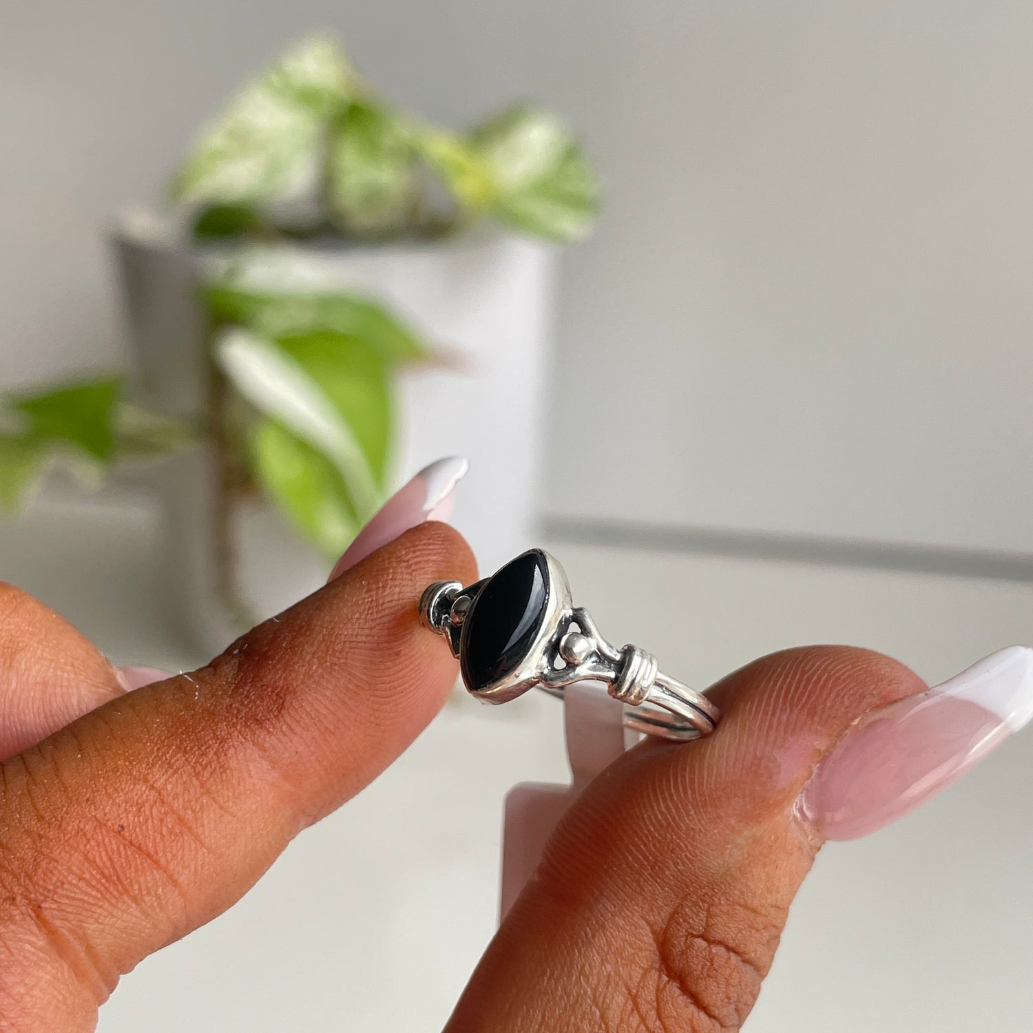 Black Onyx Marquise Ring