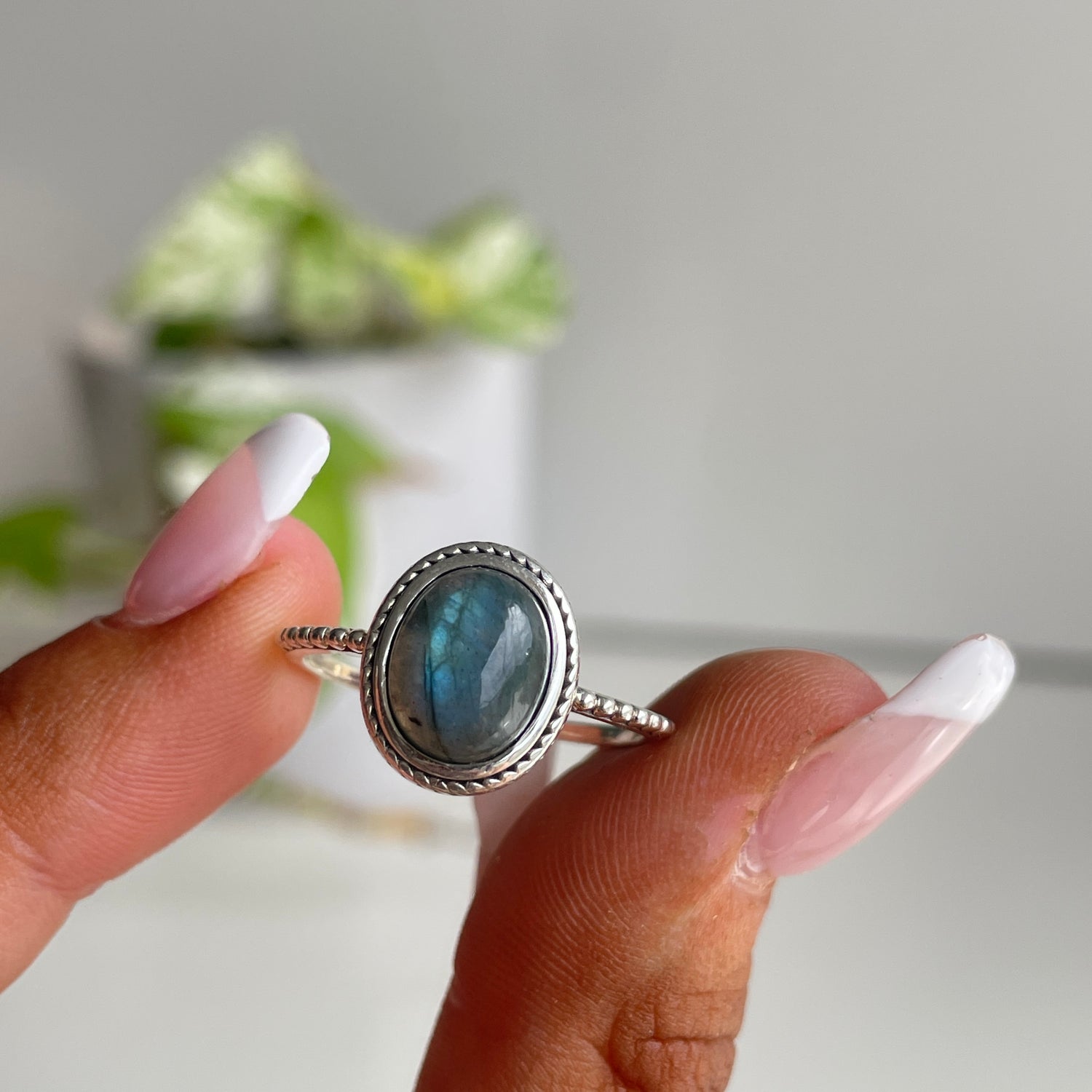 Labradorite Oval Ring Sz10