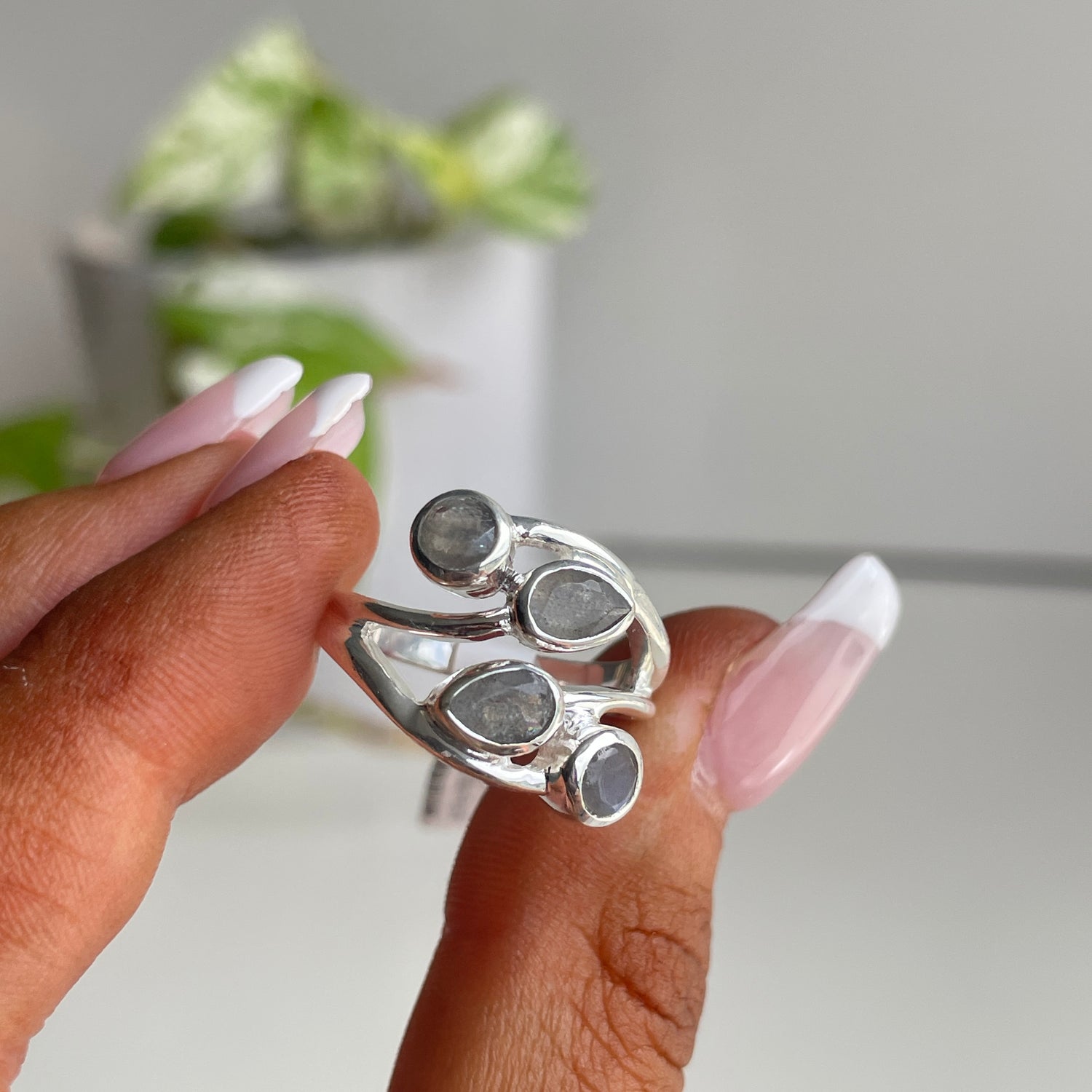 Labradorite Multi Stone Ring Sz7