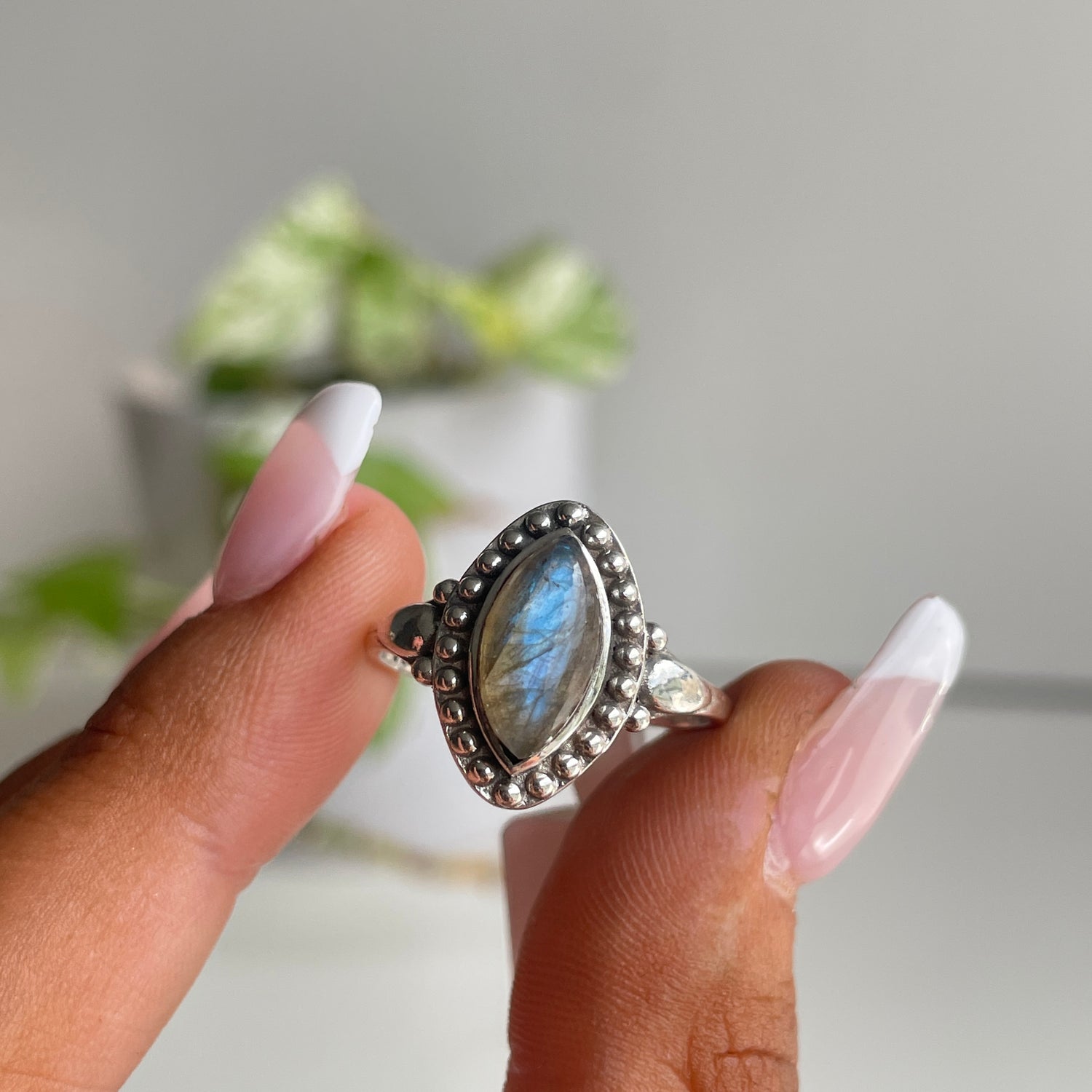 Labradorite Marquise Ring Sz9