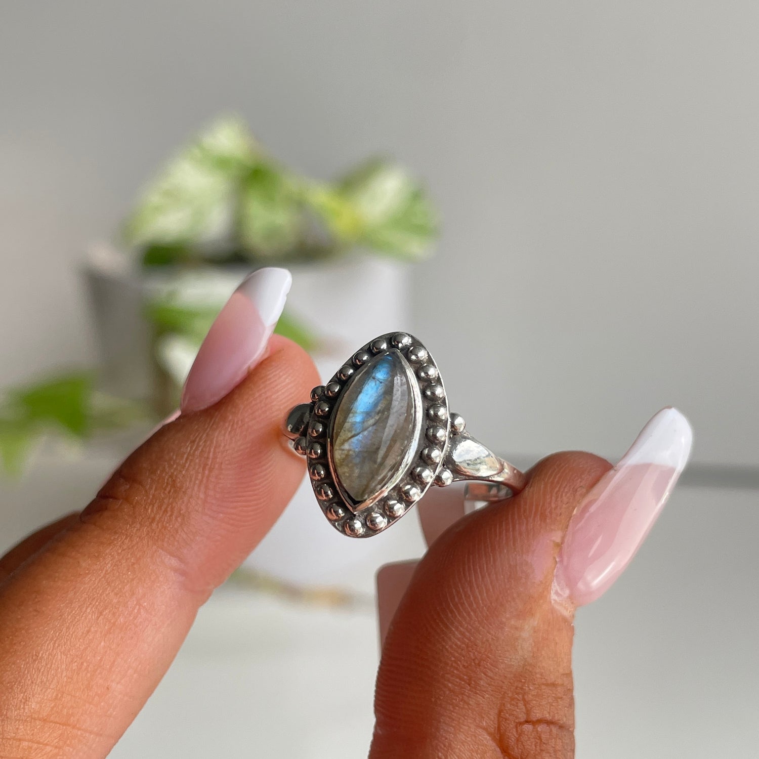 Labradorite Marquise Ring Sz9
