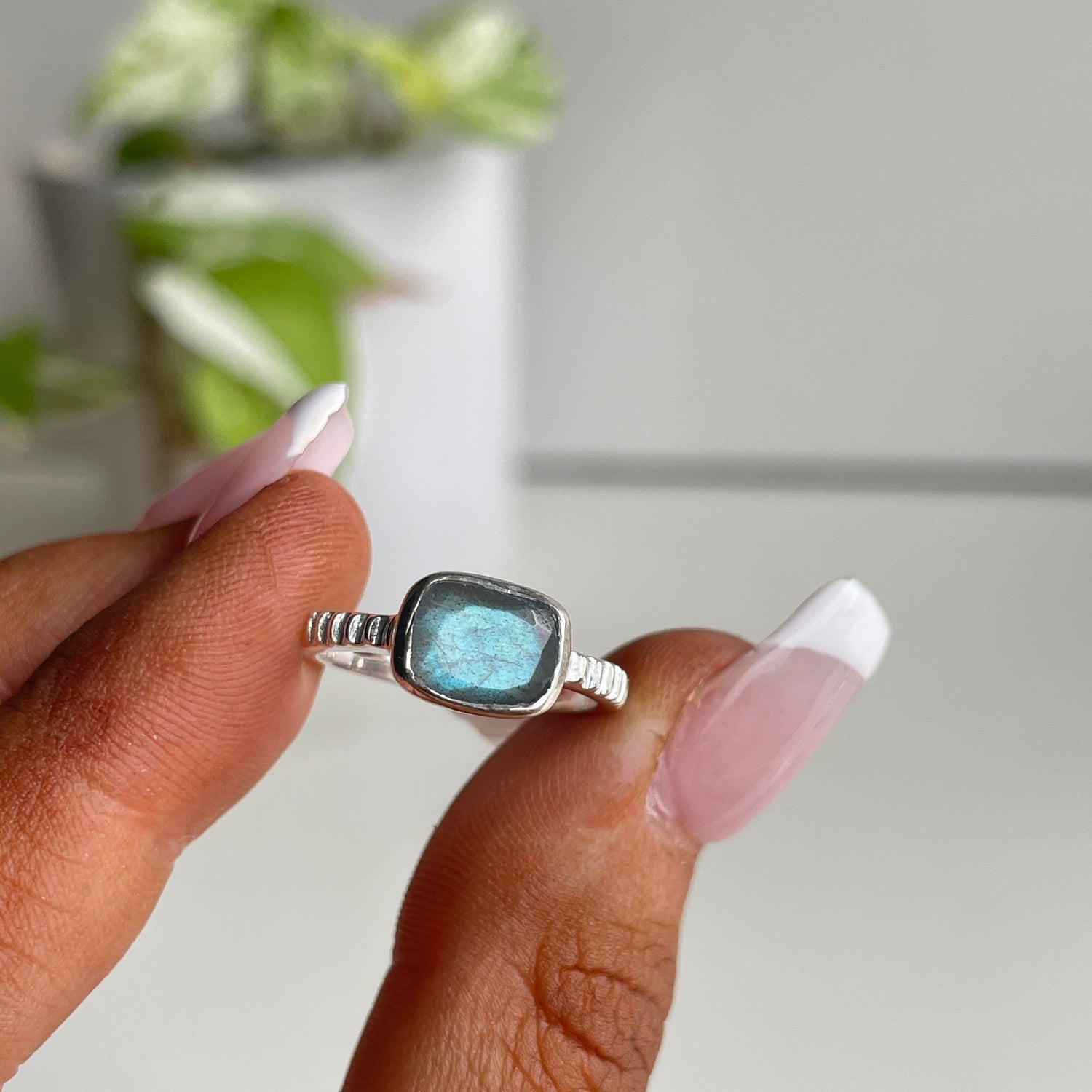 Labradorite Rectangle Ring