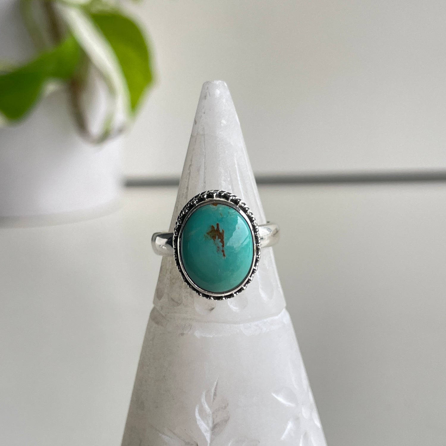 American Turquoise Oval Ring Sz7.5