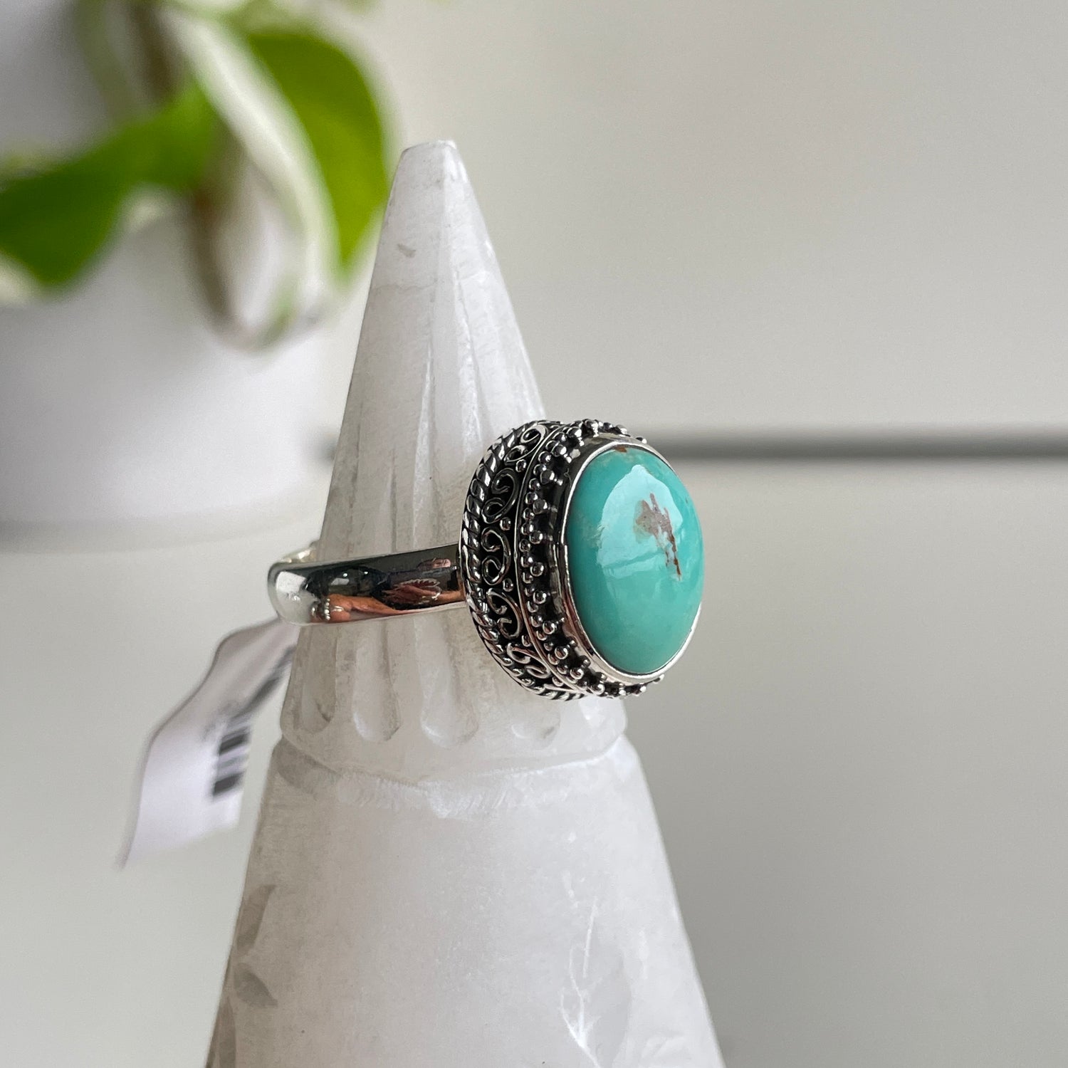 American Turquoise Oval Ring Sz7.5