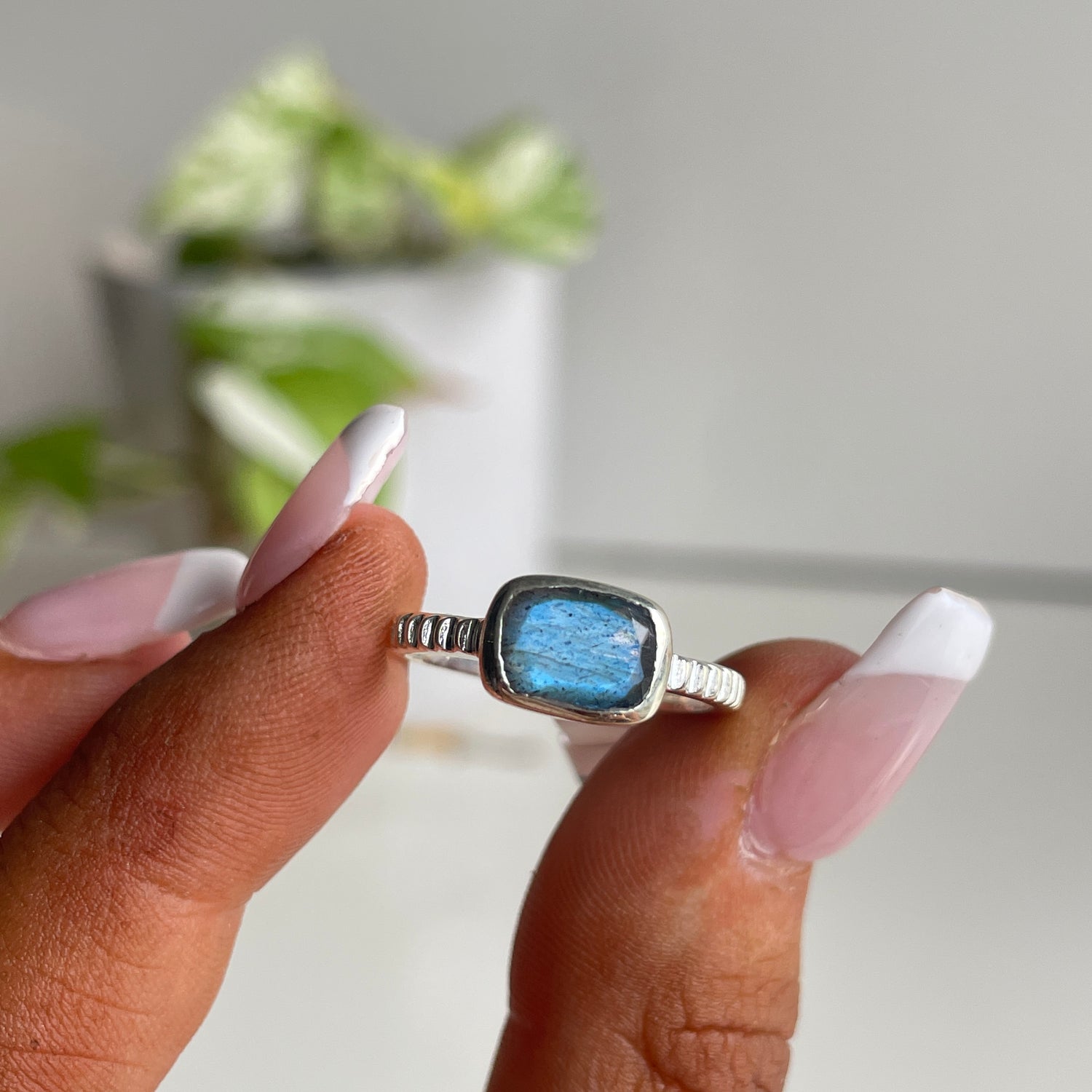 Labradorite Rectangle Ring