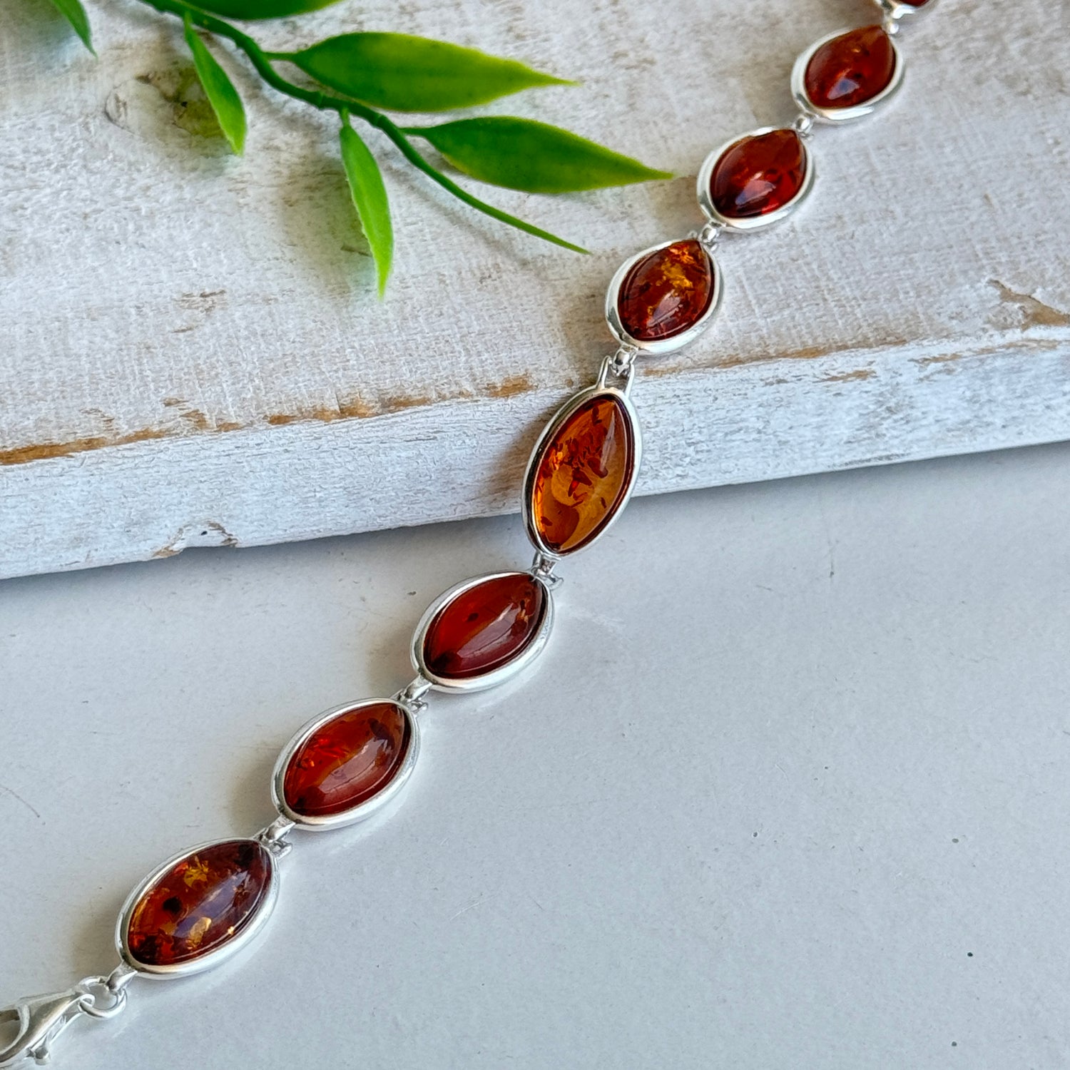 Amber Marquise Silver Bracelet