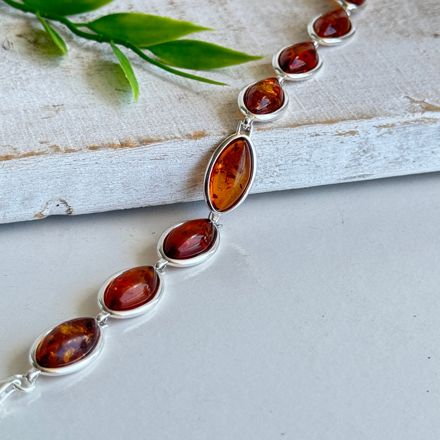 Amber Marquise Silver Bracelet