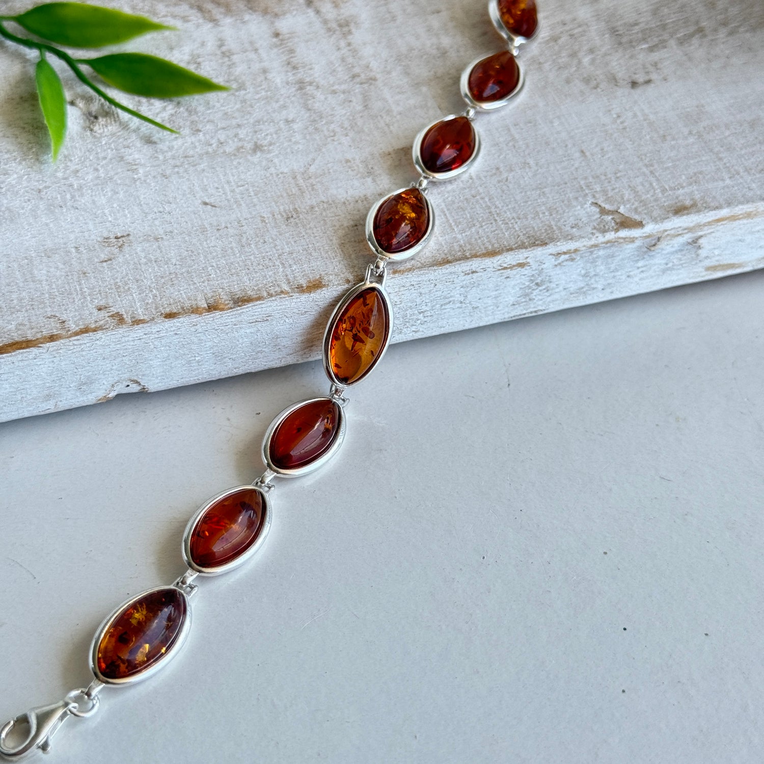 Amber Marquise Silver Bracelet