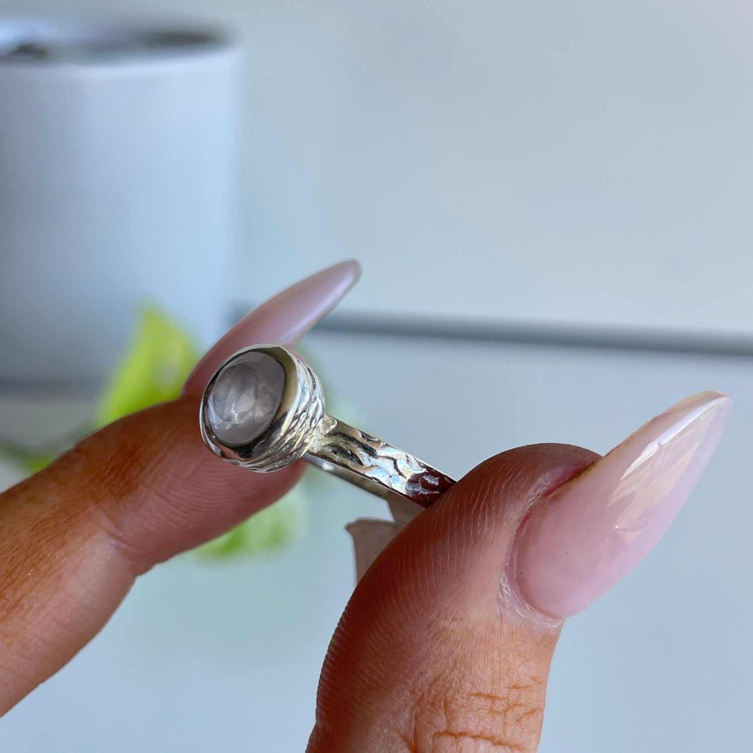 Rose Quartz Round Faceted Ring 4179