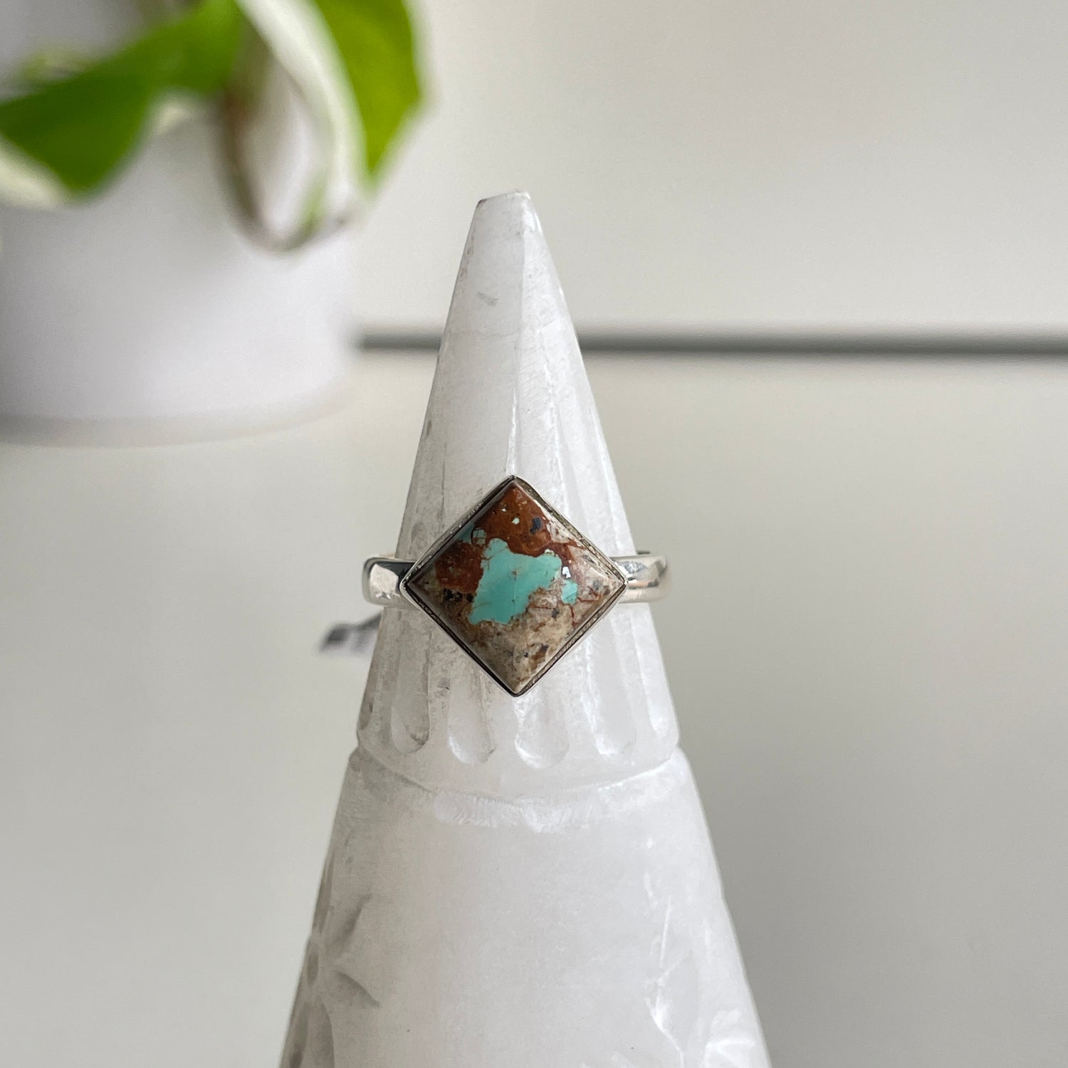 American Turquoise Diamond Ring Sz7.5