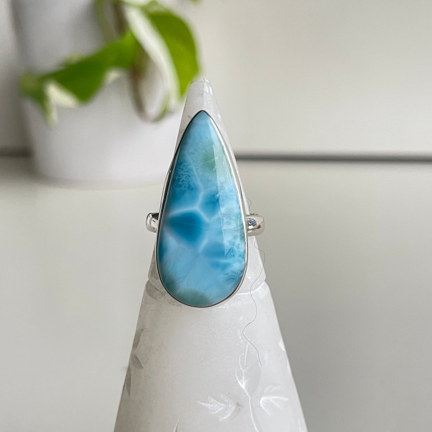 Larimar Teardrop Ring Sz8.5