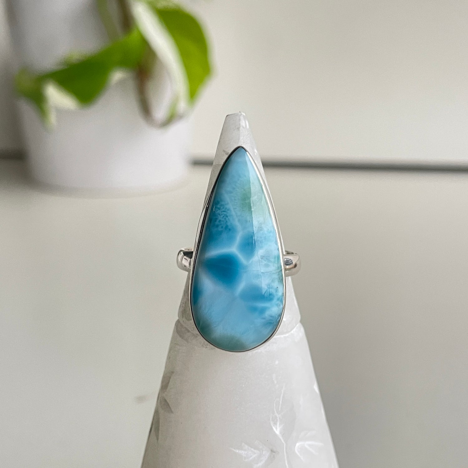 Larimar Teardrop Ring Sz8.5