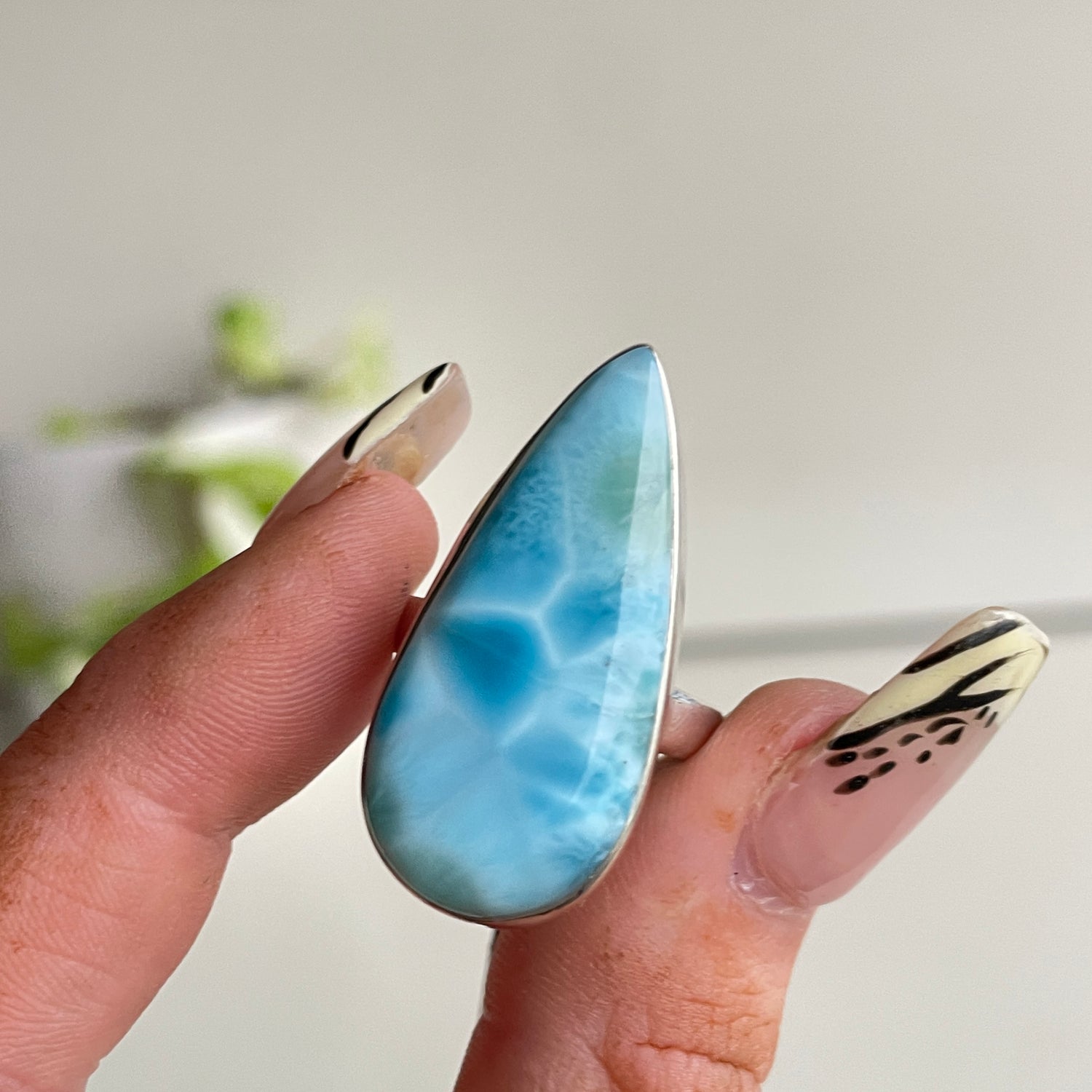 Larimar Teardrop Ring Sz8.5
