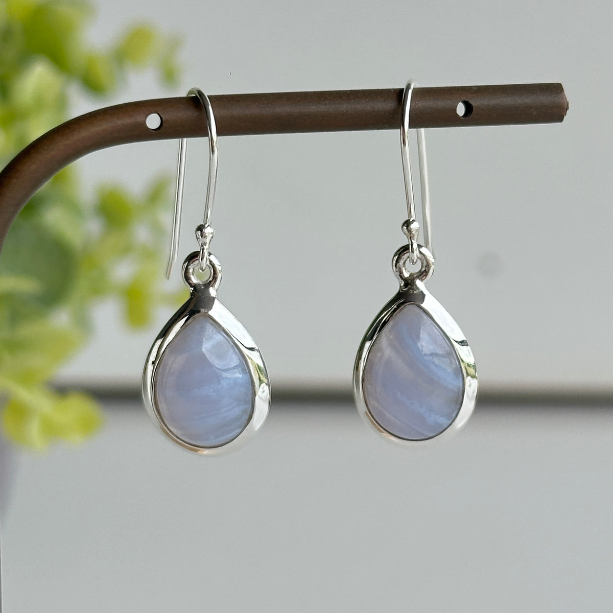 Blue Lace Agate Teardrop Earrings