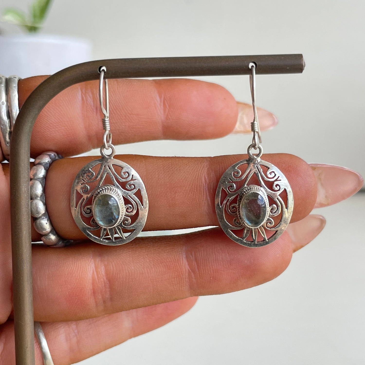 Labradorite Oval Earrings