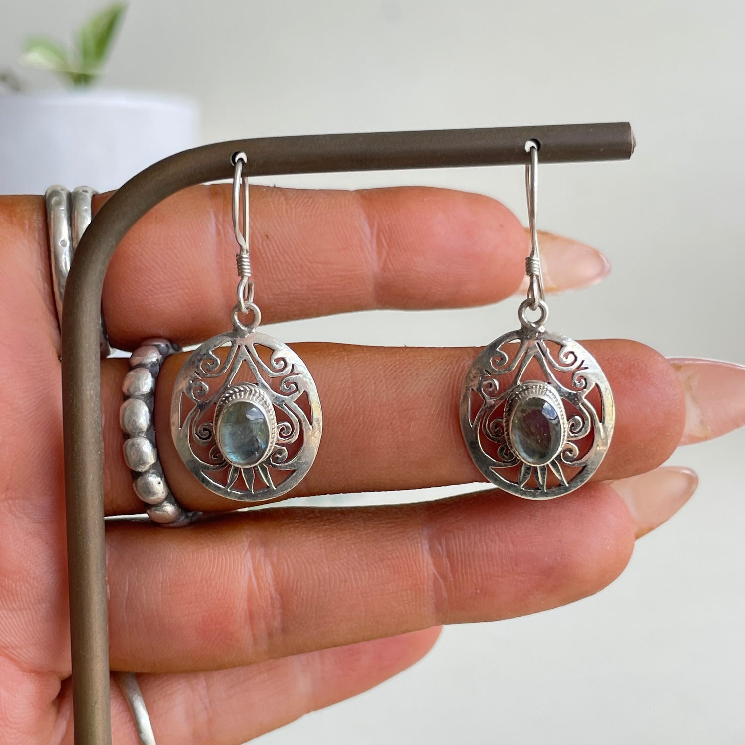 Labradorite Oval Earrings