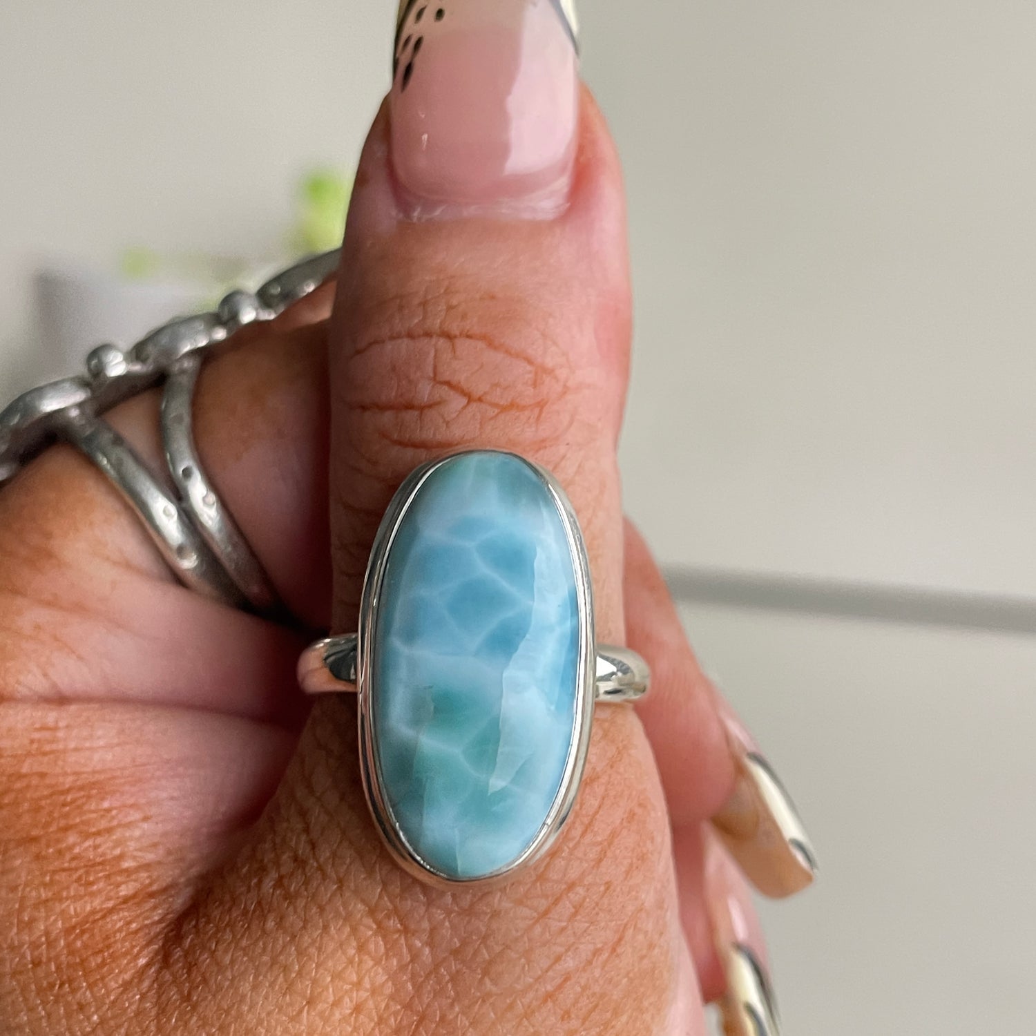 Larimar Oval Ring Sz9