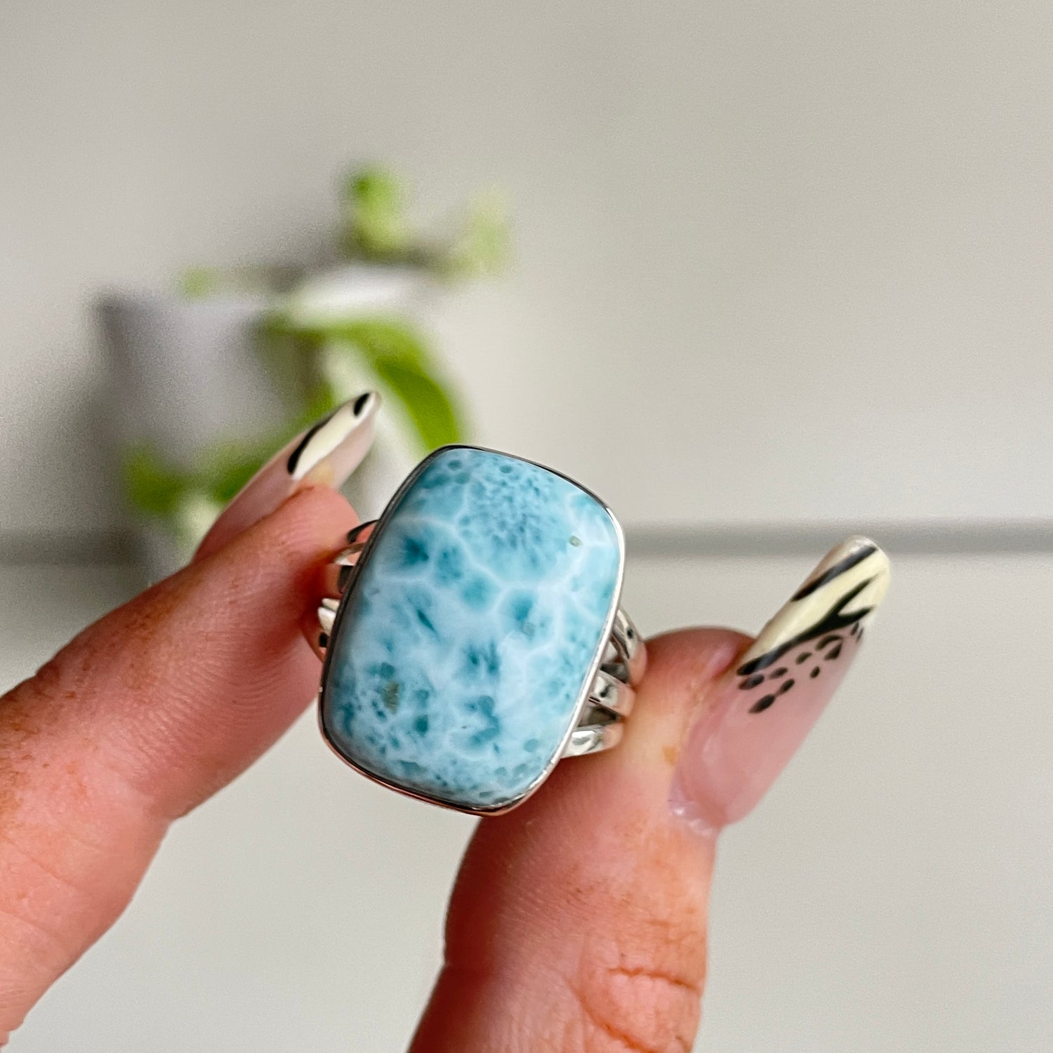 Larimar Rectangle Ring Sz9