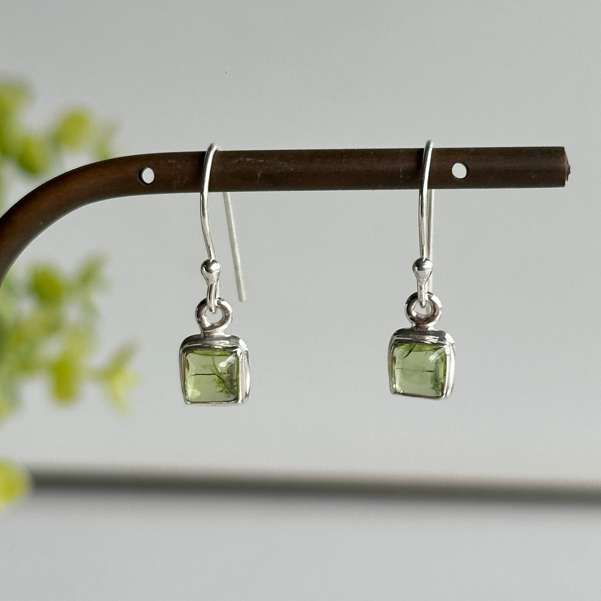 Peridot Square Earrings