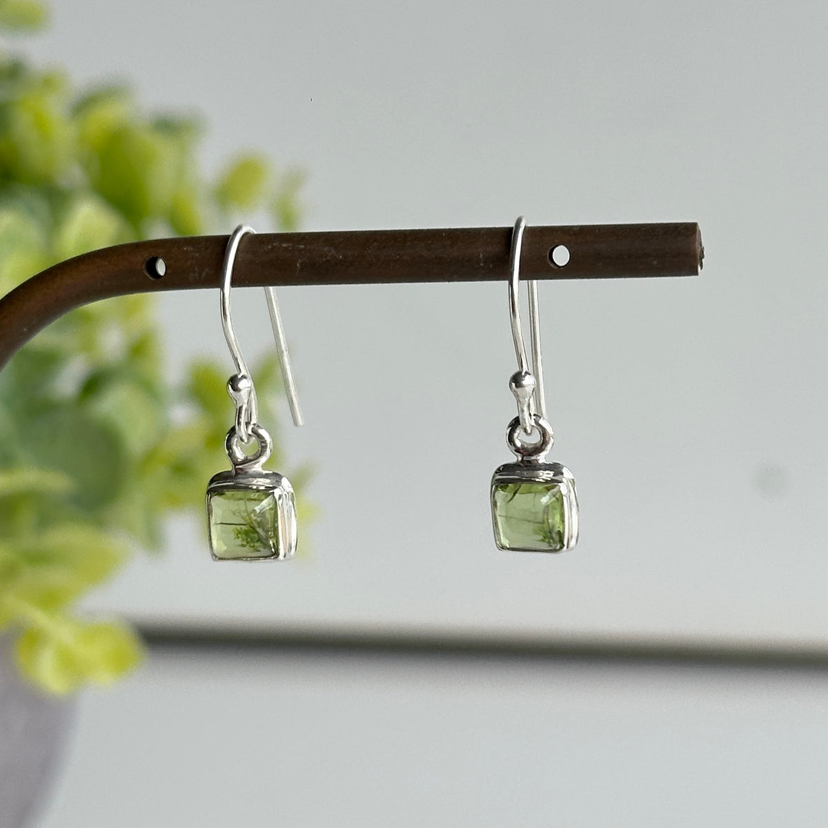 Peridot Square Earrings