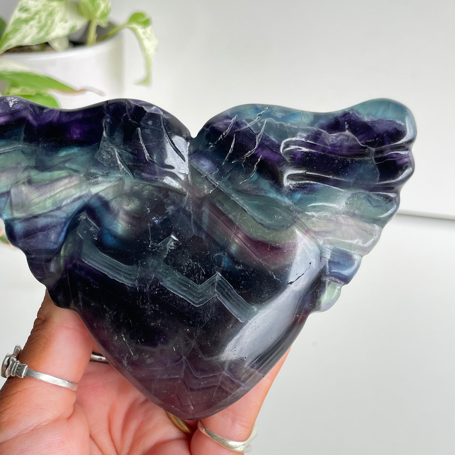 Fluorite Winged Heart 12.3cm