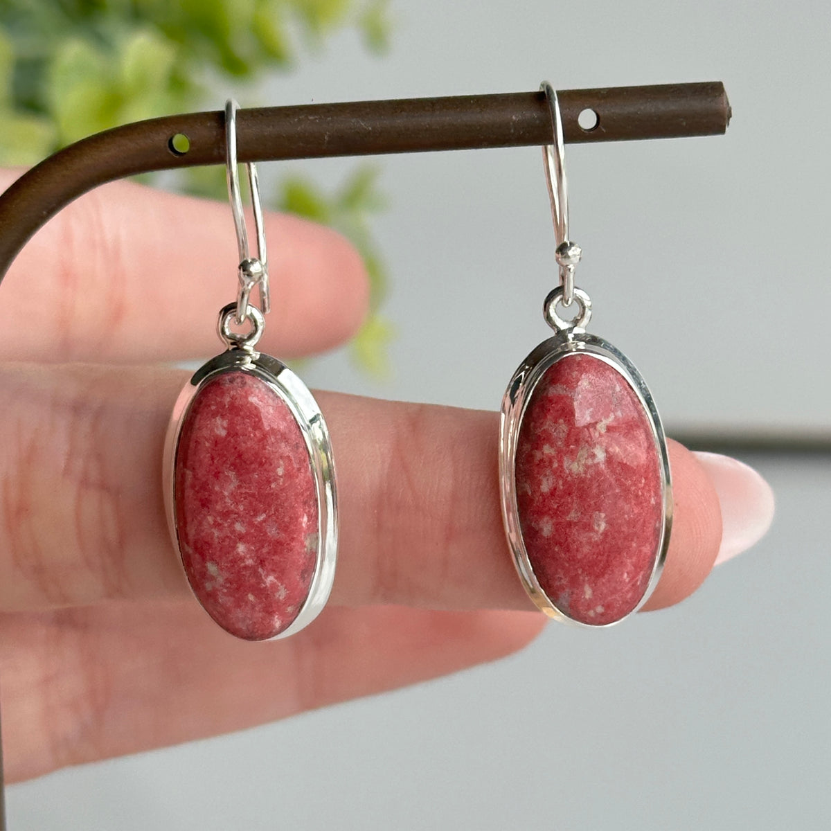 Thulite Oval Earrings
