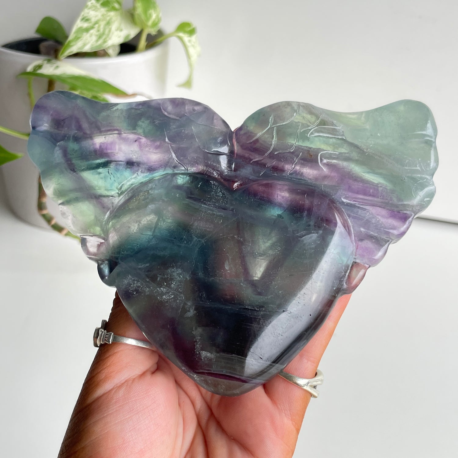 Fluorite Winged Heart 13.5cm