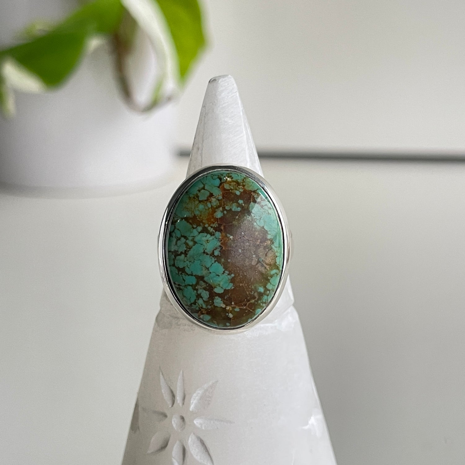 Turquoise Oval Ring Sz8