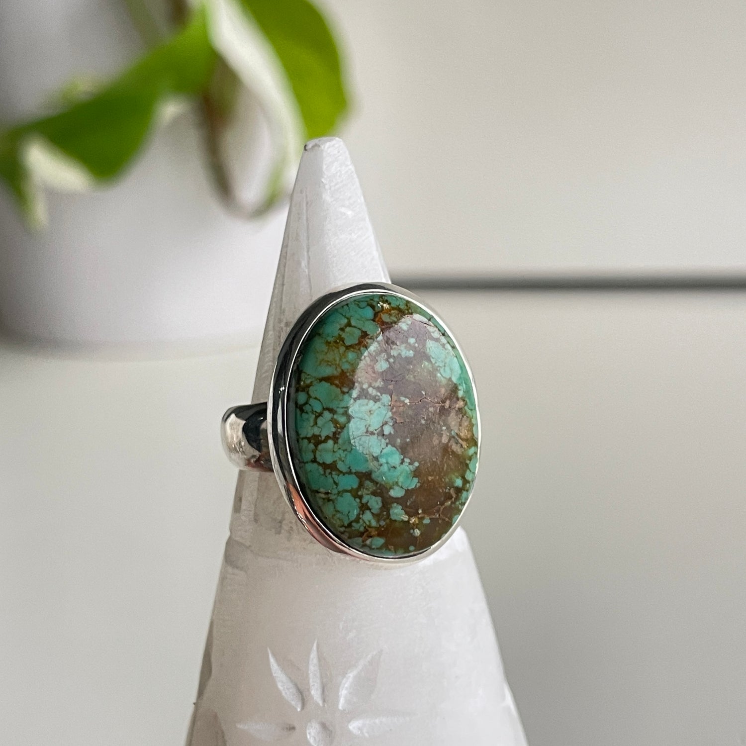 Turquoise Oval Ring Sz8