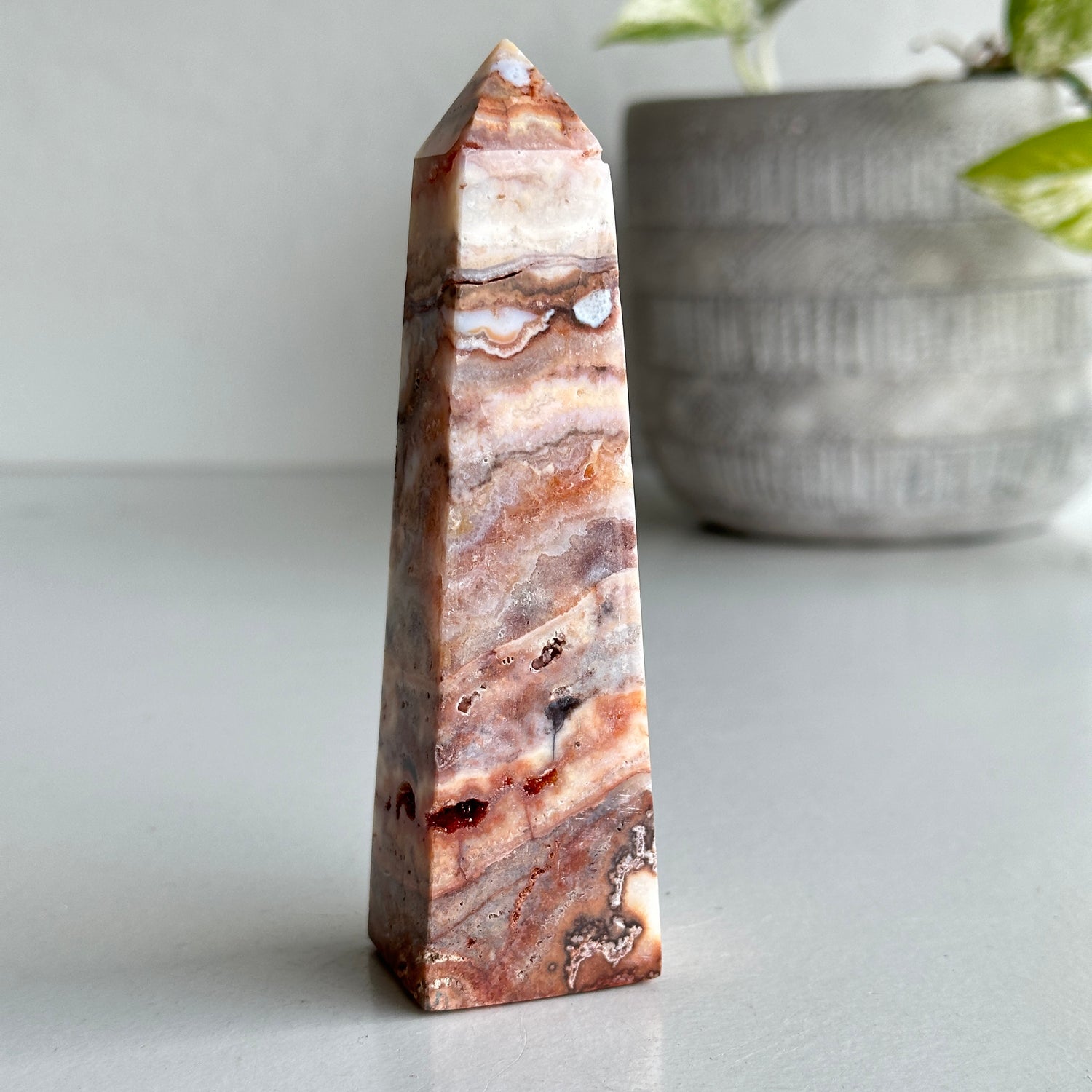 Pink Crazy Lace Agate Obelisk 11.8cm 01