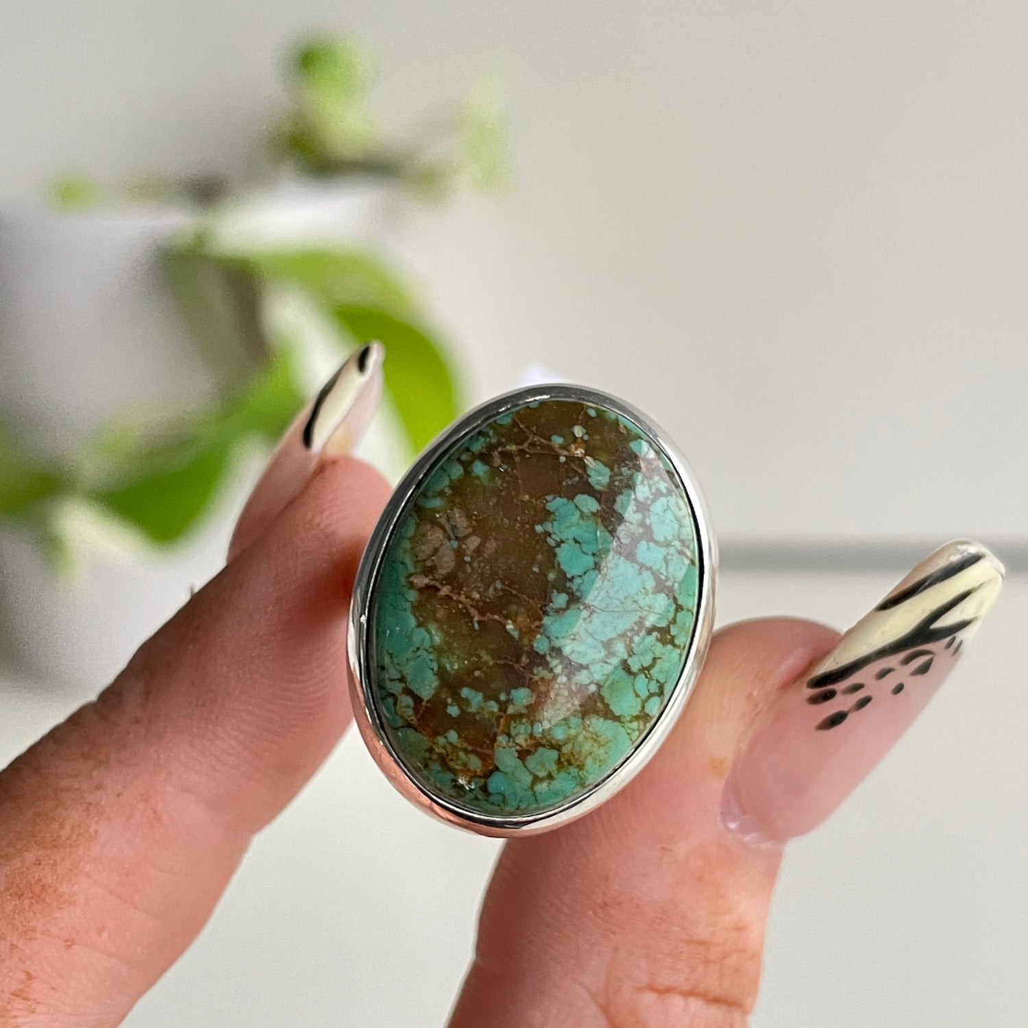 Turquoise Oval Ring Sz8