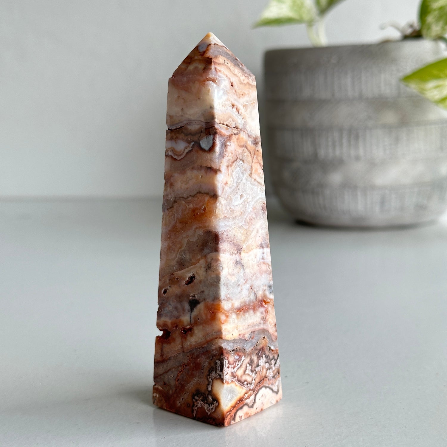 Pink Crazy Lace Agate Obelisk 11.8cm 01