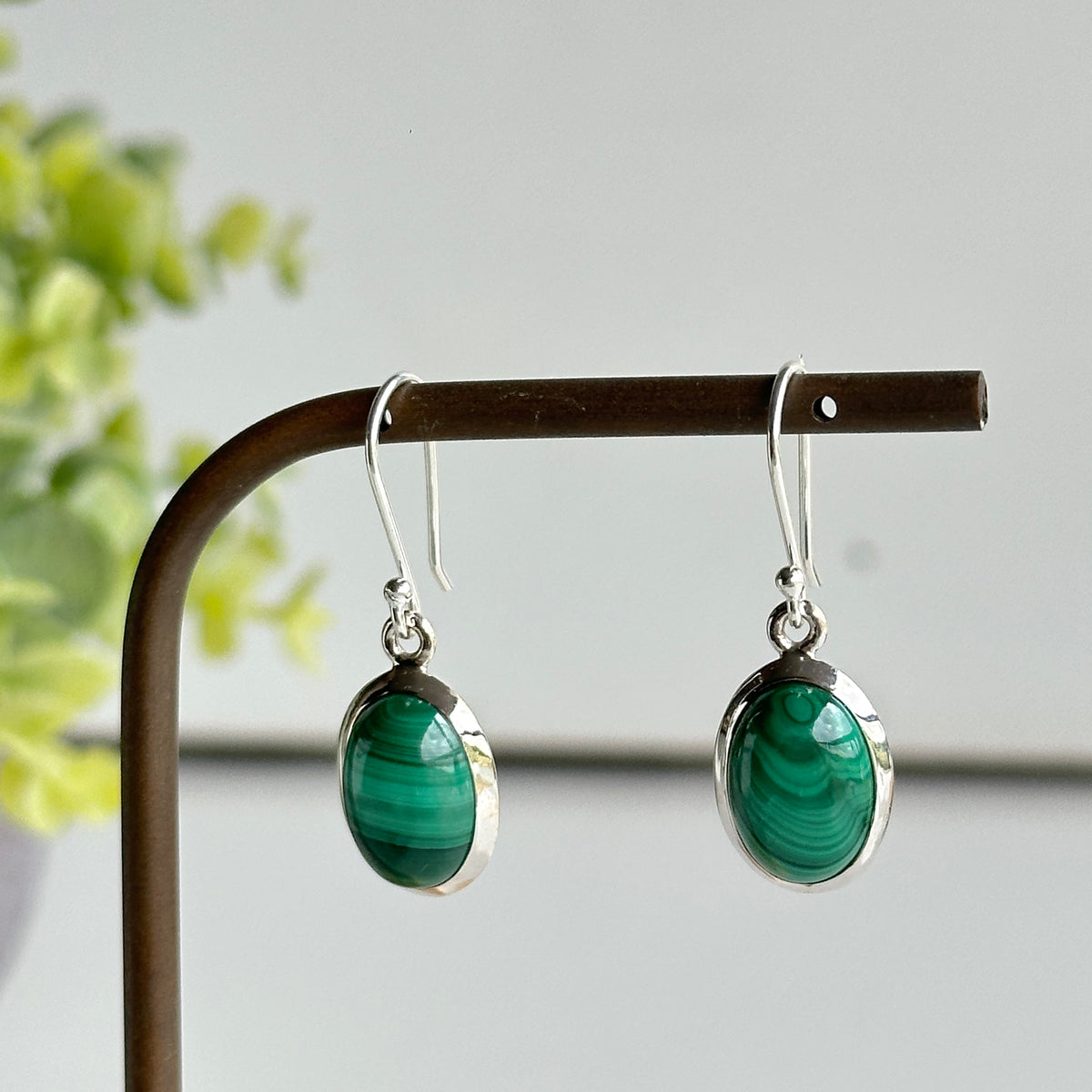 Malachite Oval Earrings