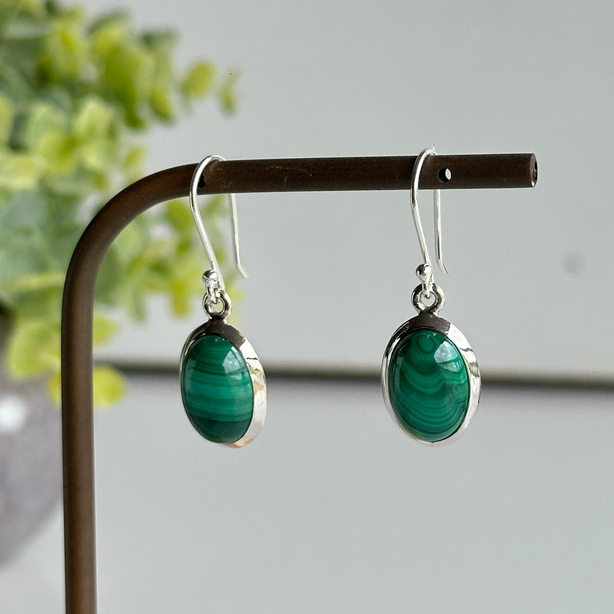 Malachite Oval Earrings