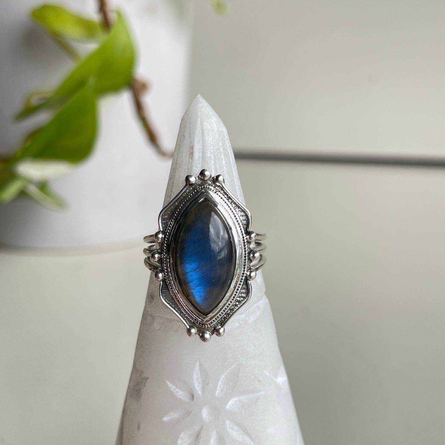 Labradorite Marquise Ring Sz8