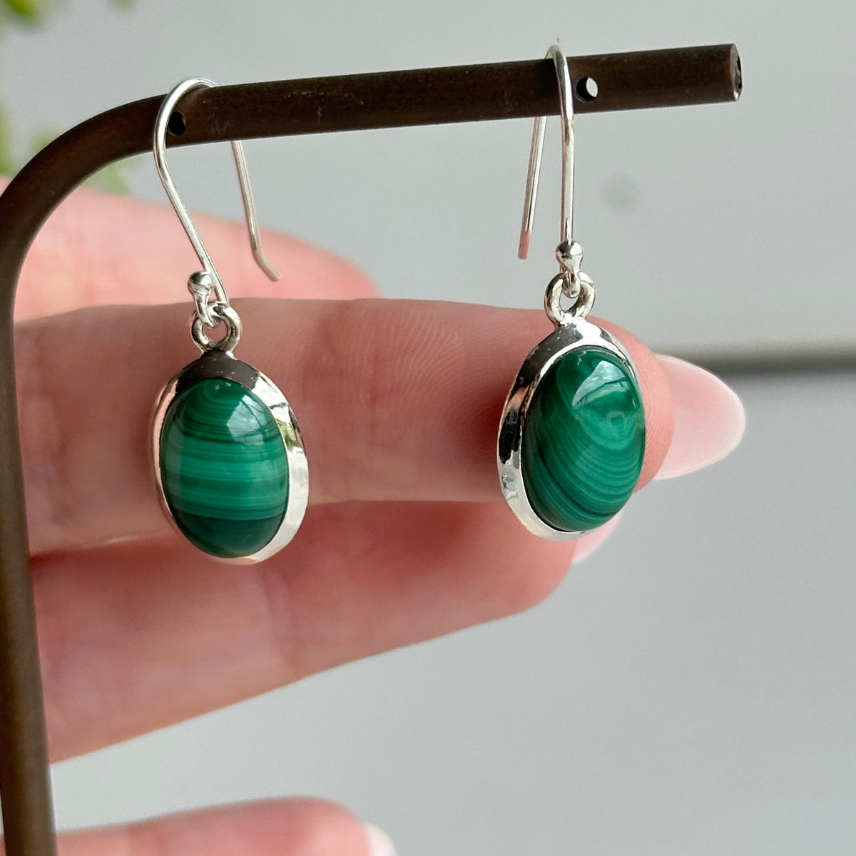 Malachite Oval Earrings