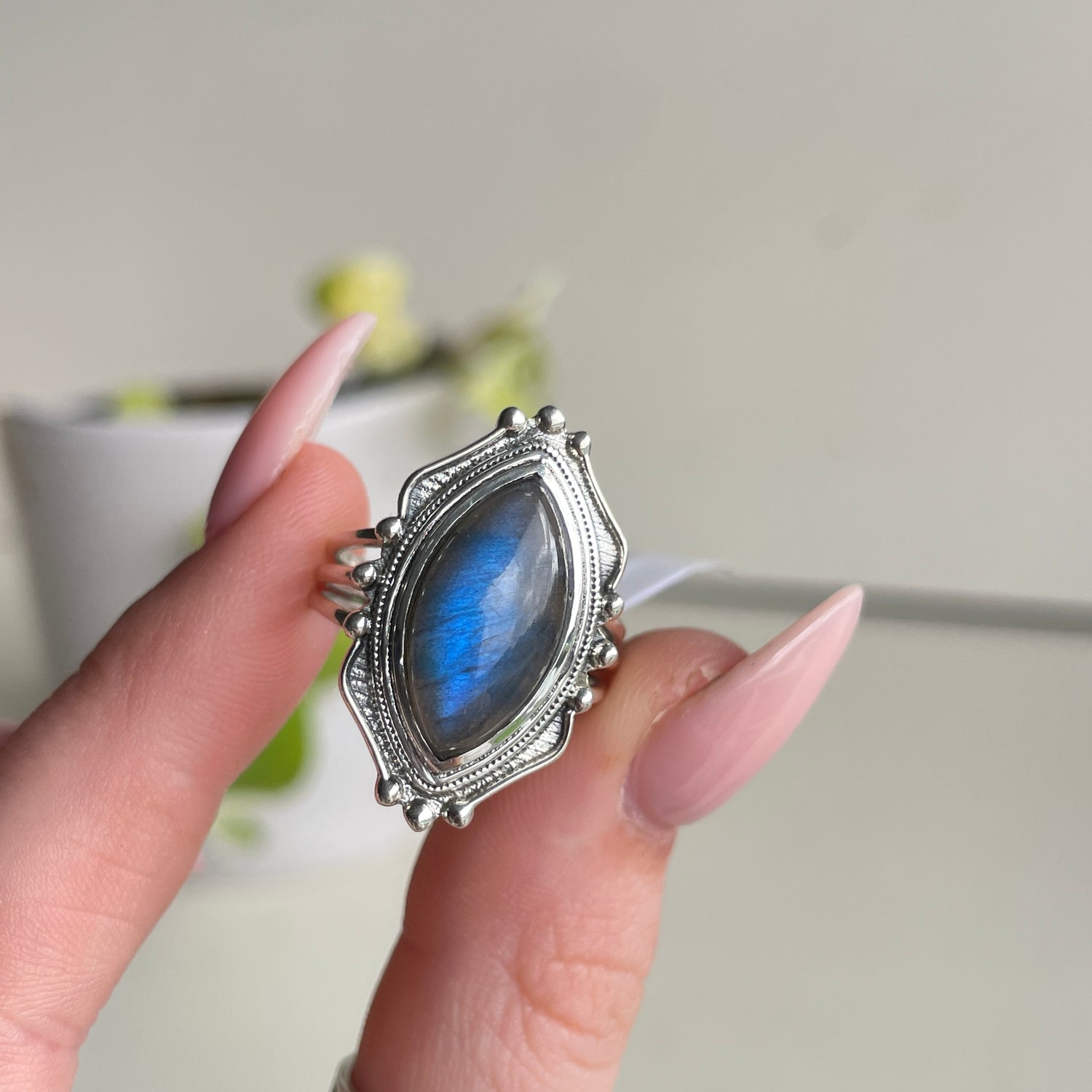 Labradorite Marquise Ring Sz8