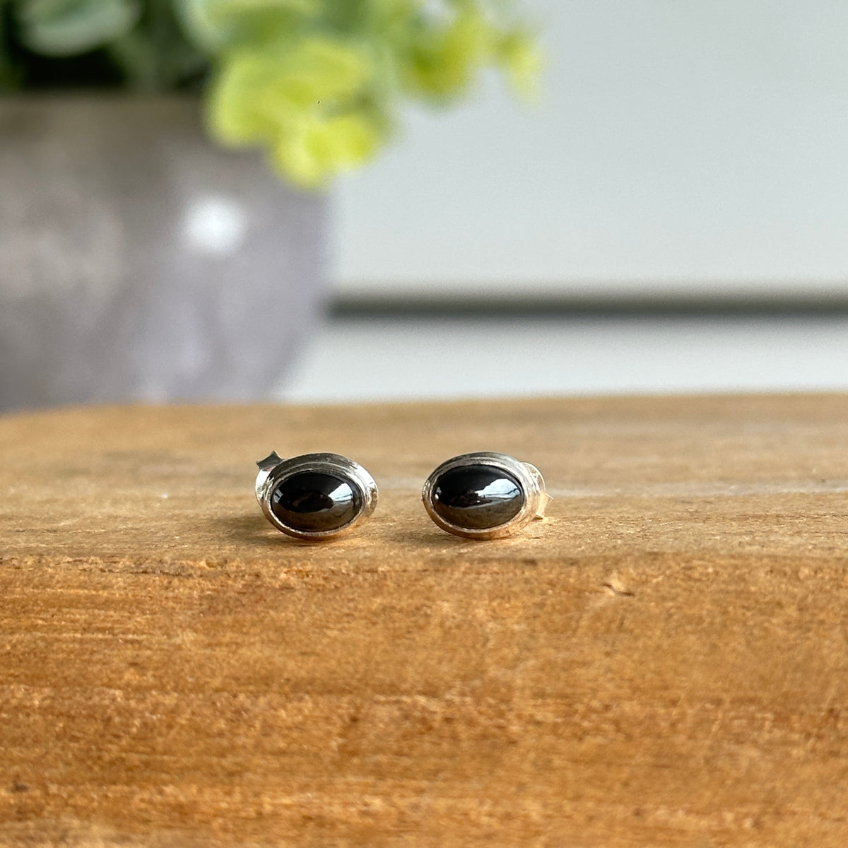 Hematite Oval Stud Earrings