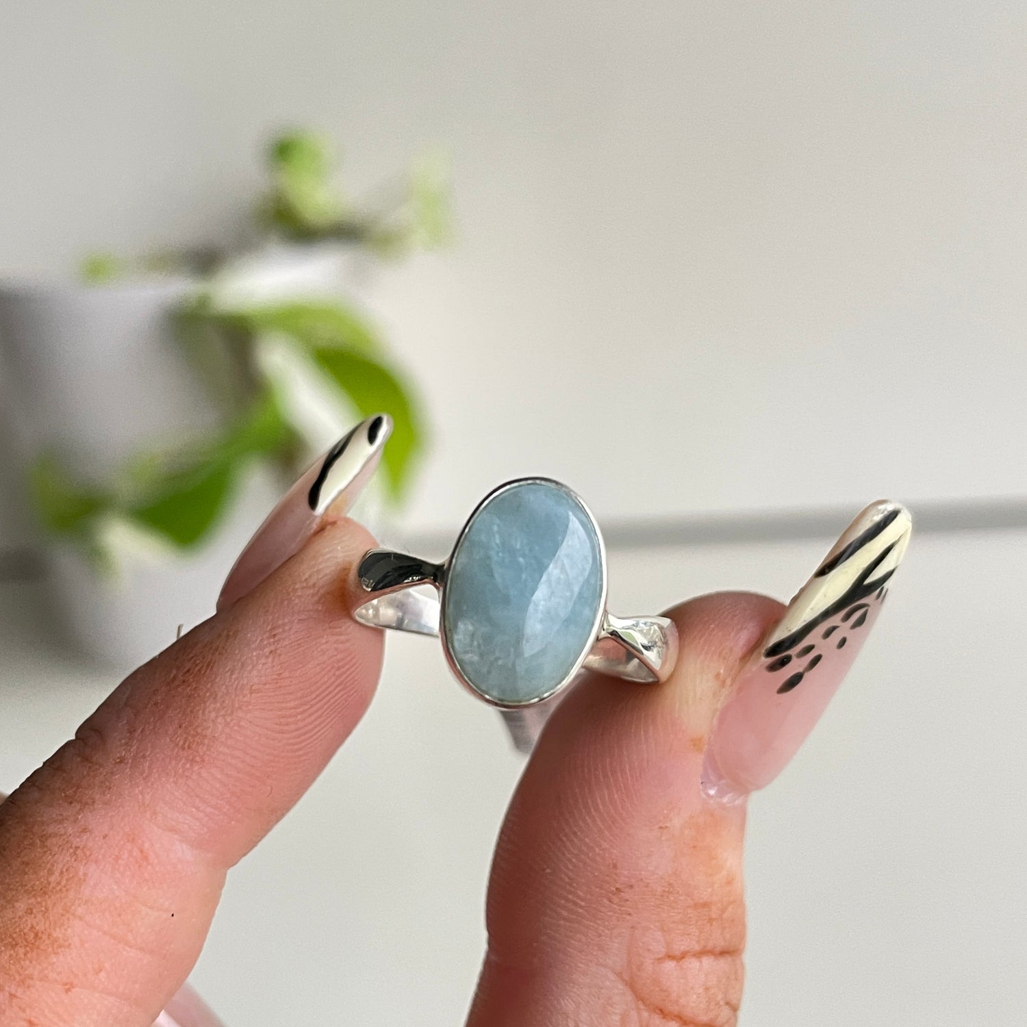 Aquamarine Oval Ring Sz8.5