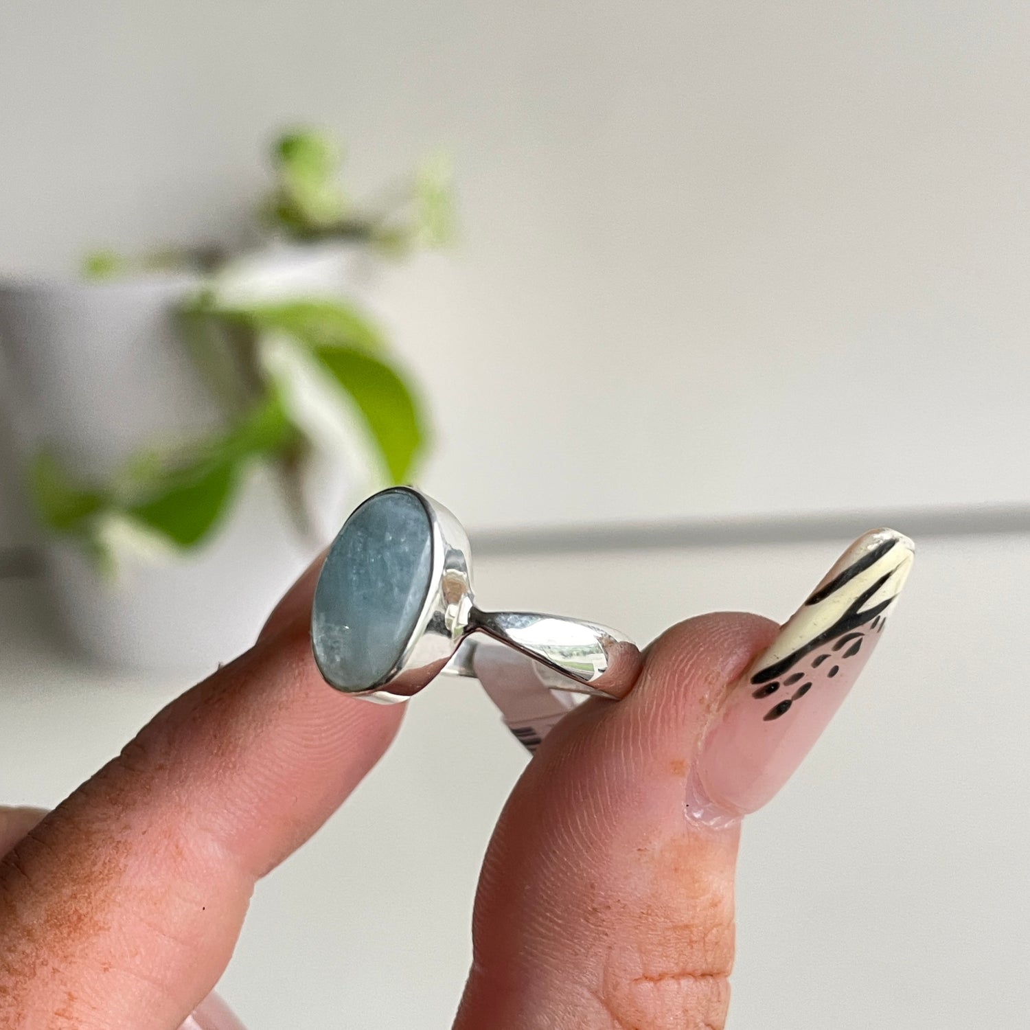 Aquamarine Oval Ring Sz8.5